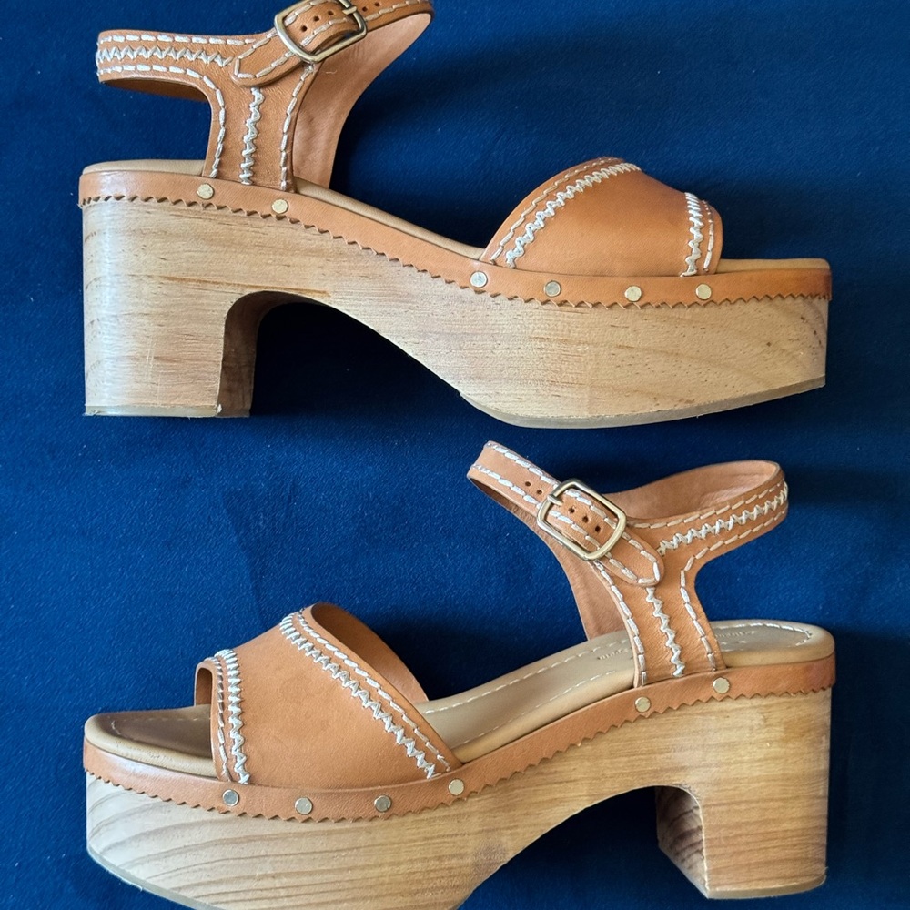 Sandro Paris Audrey Leather Platform Wood Heels View 3